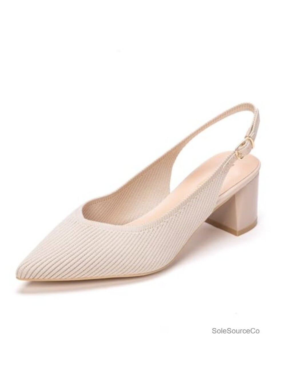 Women's Slingback Heels Pointed Toe Chunky Block Heel Work Pumps Dressy Shoes
